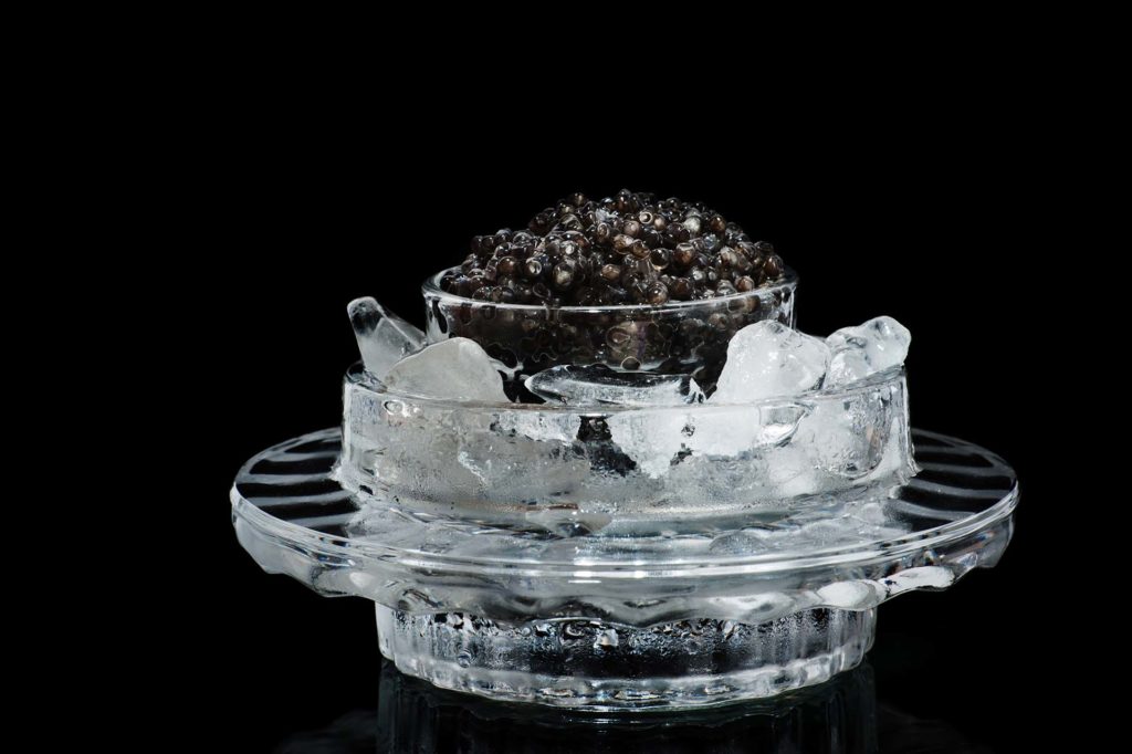 Caviar served in a glass jar